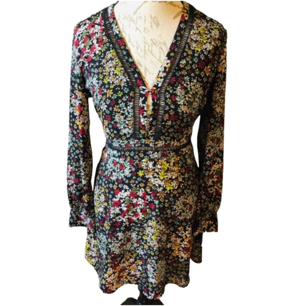 Topshop bohemian Inspired Long Sleeve Floral Dress Size 4